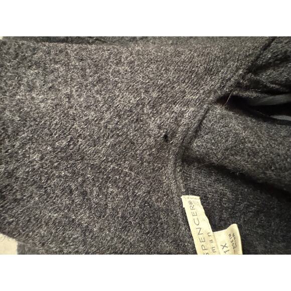 Sarah Spencer 100% Wool Cardigan Gray Open Front Waterfall 1X - Picture 5 of 6